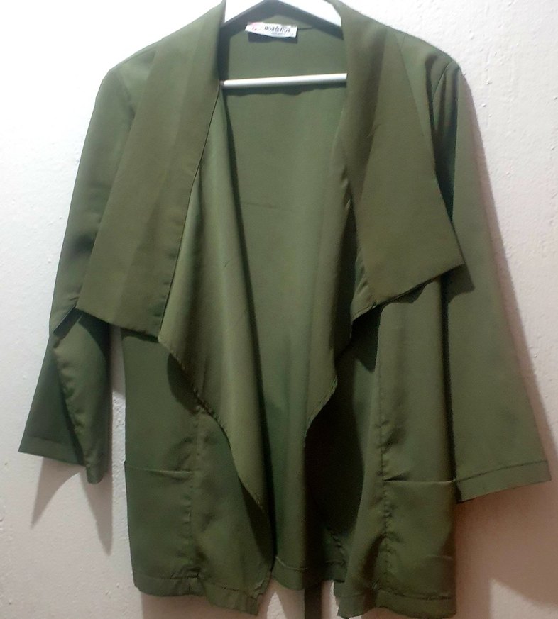 Drapeli Yeşil haki Midi Kadın Ceket - Görsel 4