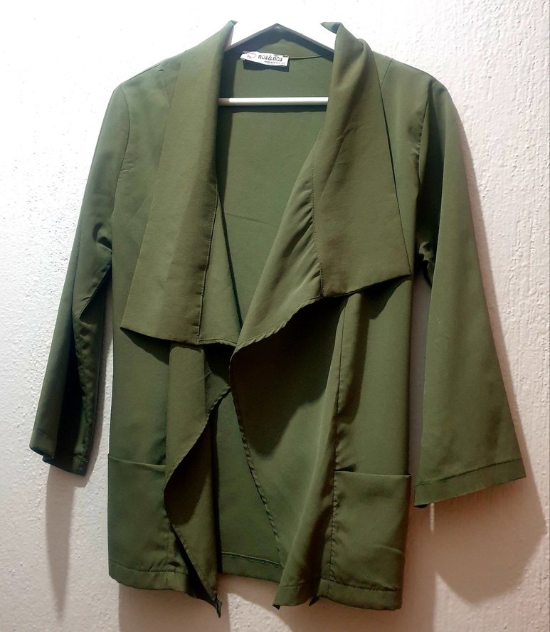 Drapeli Yeşil haki Midi Kadın Ceket - Görsel 3