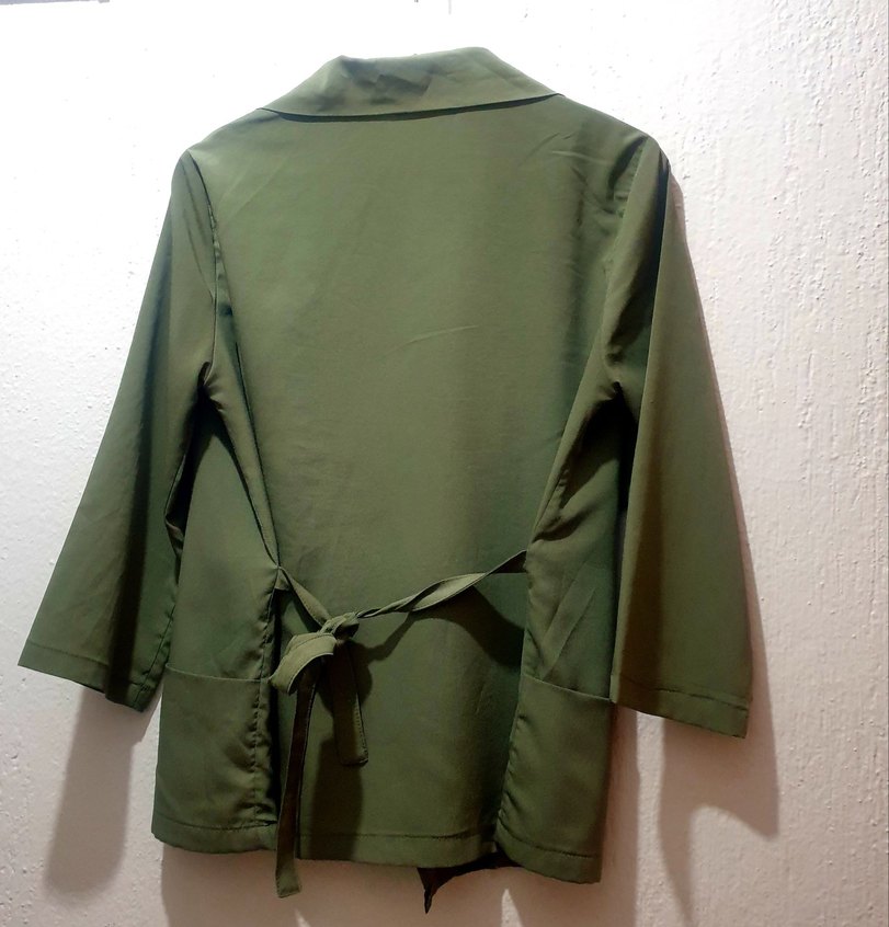 Drapeli Yeşil haki Midi Kadın Ceket - Görsel 2