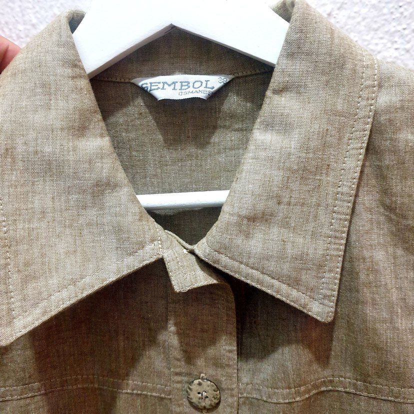 Bej Keten Düğmeli Kadın Ceket 40 beden (sembol marka) - Görsel 5