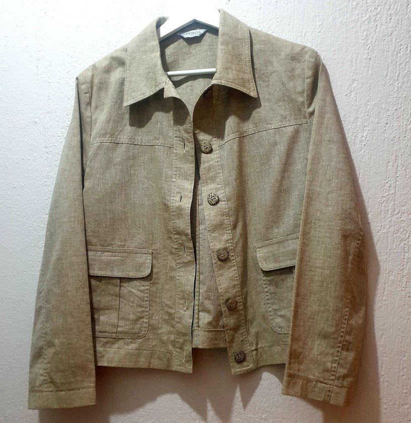 Bej Keten Düğmeli Kadın Ceket 40 beden (sembol marka) - Görsel 3