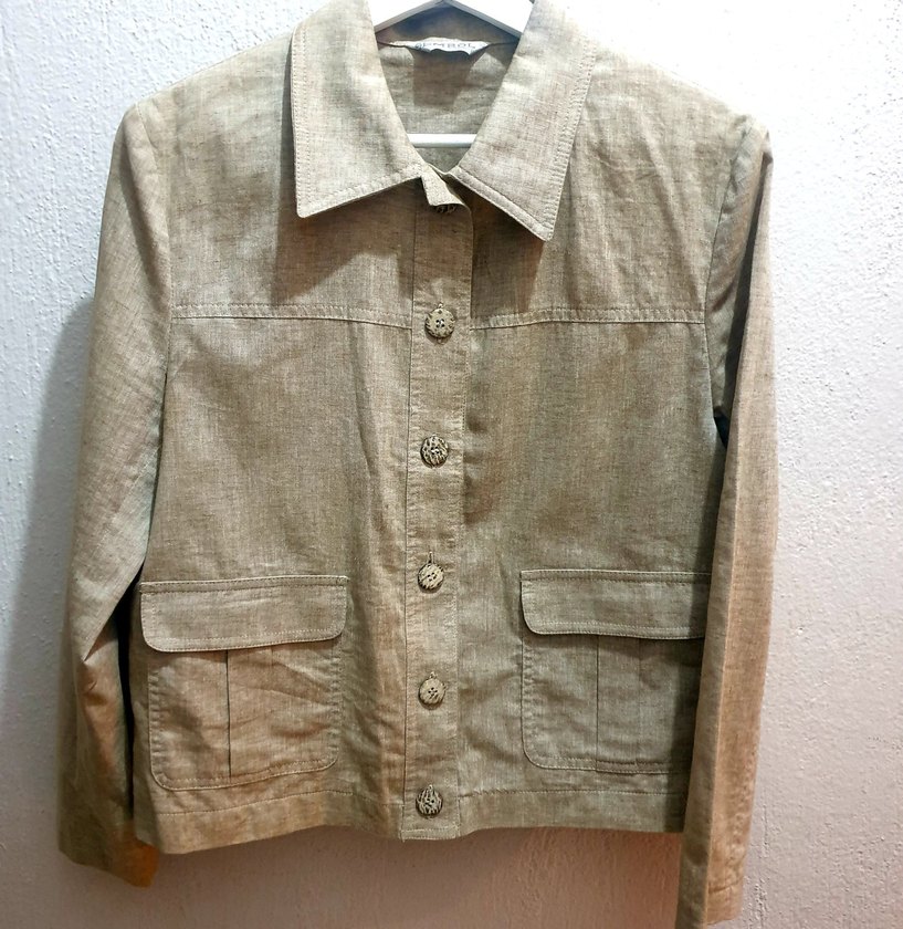 Bej Keten Düğmeli Kadın Ceket 40 beden (sembol marka) - Görsel 2