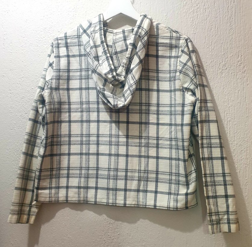 Gri Ekose Desenli pamuklu  Kadın spor Ceket - Görsel 3