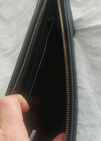 Klasik Siyah Deri Fermuarlı Kadın Cüzdanı