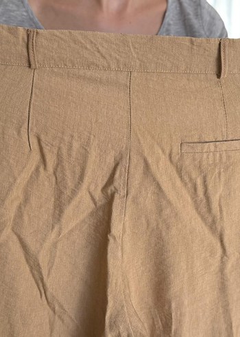 xl Beden Açık Kahverengi Keten Midi Kadın Pantolon