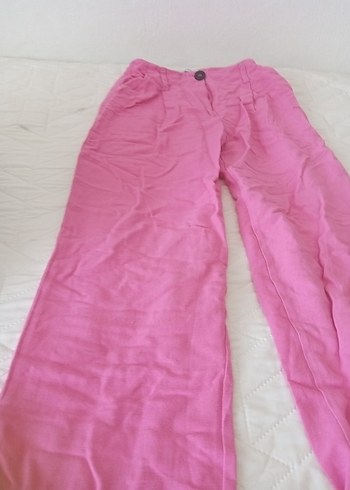 34 Beden pembe Renk Pembe Kadın Keten Midi Pantolon