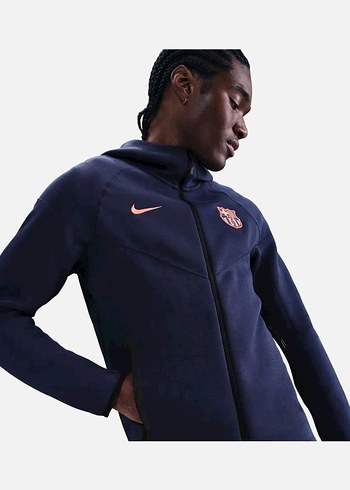 Barça X Nike Tech Fleece Navy Blue Premium Tracksuit - Görsel 3