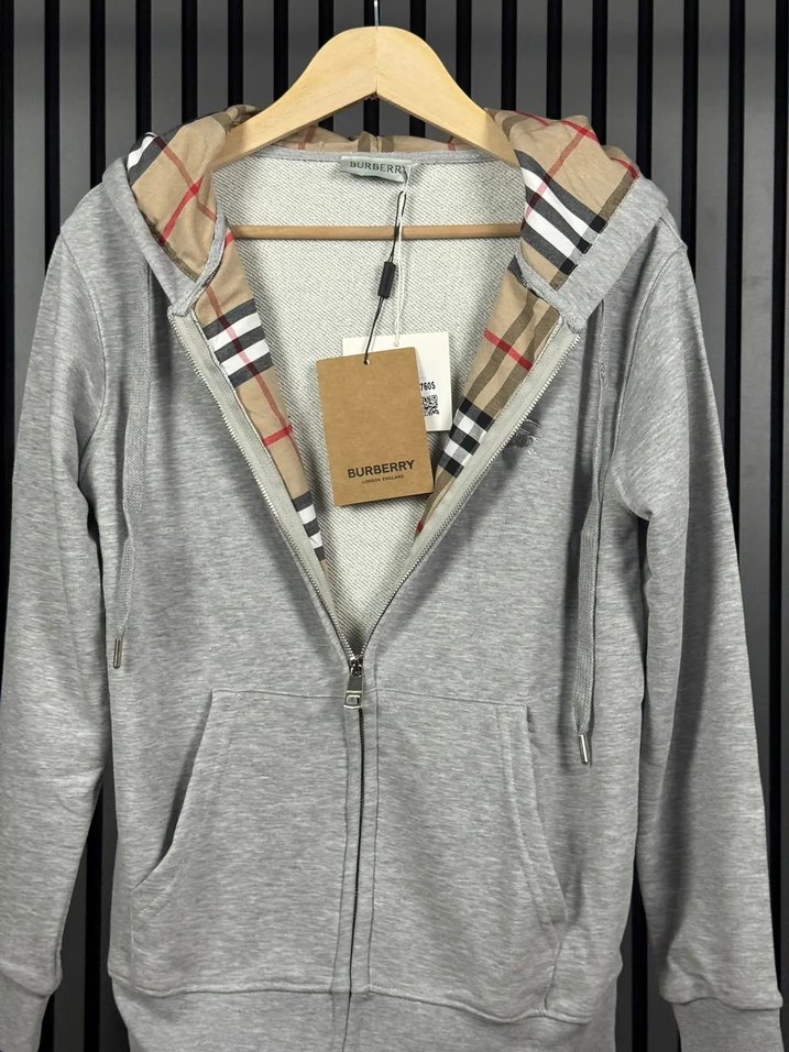 Burberry Grey Premium Zip Up Hırka - Görsel 3