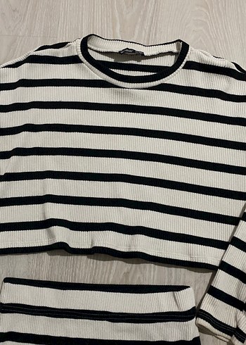 Çizgili, Uzun Kollu Kadın Triko Elbise - Görsel 3