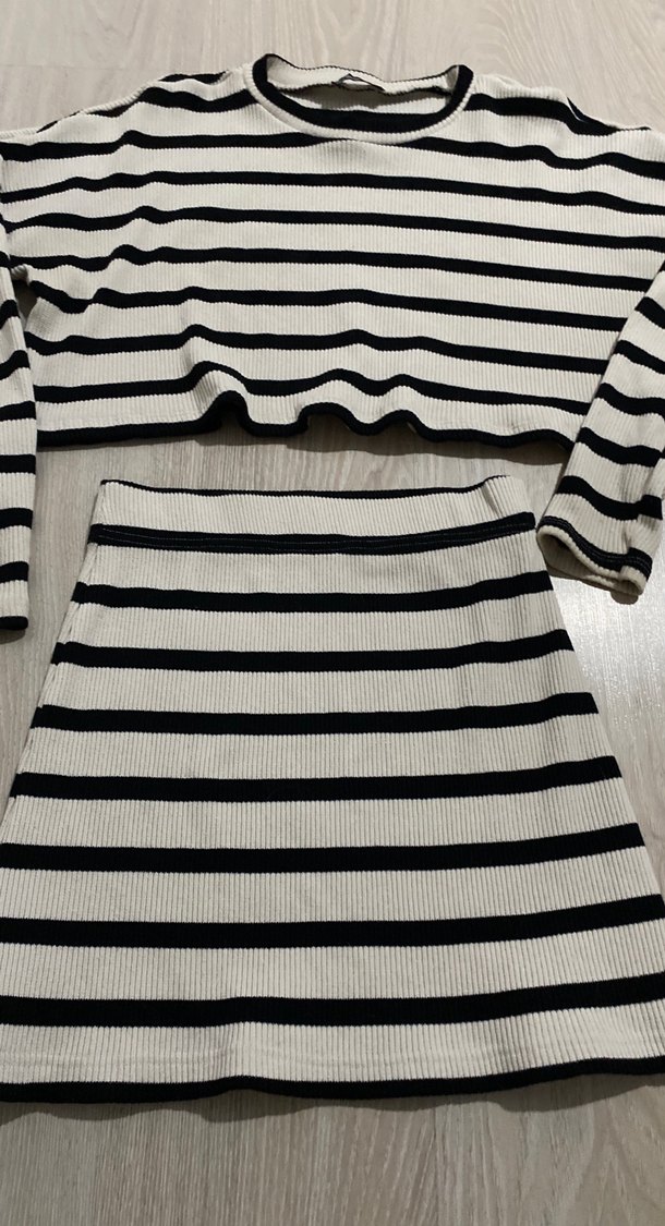 Çizgili, Uzun Kollu Kadın Triko Elbise - Görsel 2