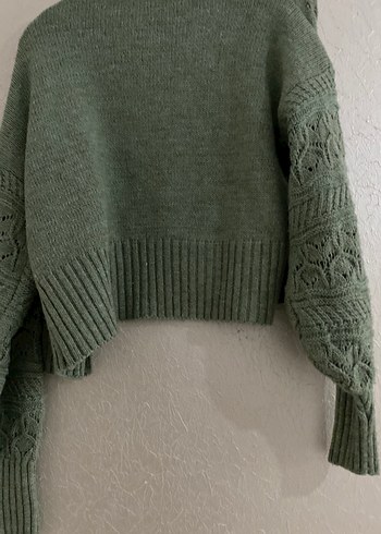 Gri Örgü Bohem Kadın Hırka - Görsel 2