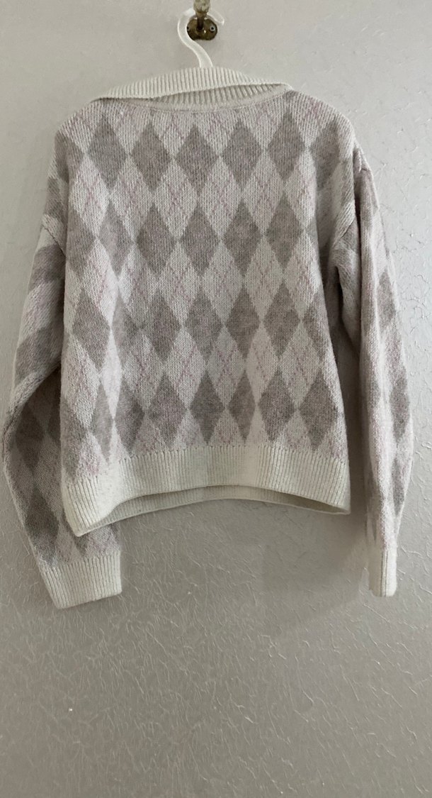 Gri V Yaka Örgü Kadın Kazak - Görsel 3