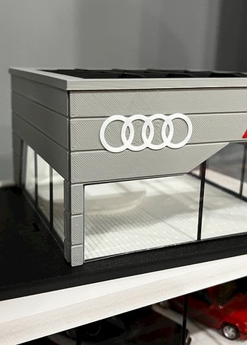 Audi logolu garage diorama