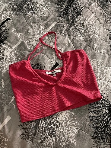 Koton pembe dekolteli crop