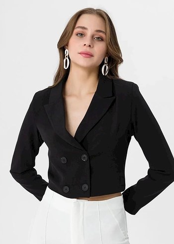 Diğer Siyah Crop Blazer