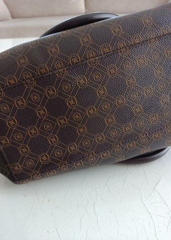 VAKKO Klasik Desenli Kahverengi Deri Çanta - Görsel 7