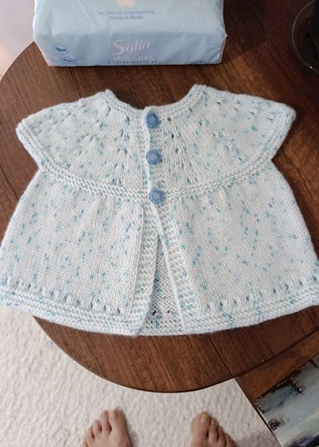 Beyaz Bohem Kız Çocuk Kısa Kollu Örgü Hırka - Görsel 3