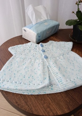 Beyaz Bohem Kız Çocuk Kısa Kollu Örgü Hırka - Görsel 2