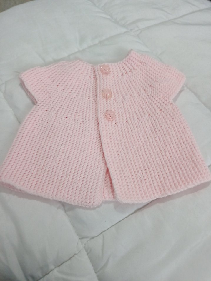Kız Çocuk Pembe Kısa Kollu Örgü yelek - Görsel 4