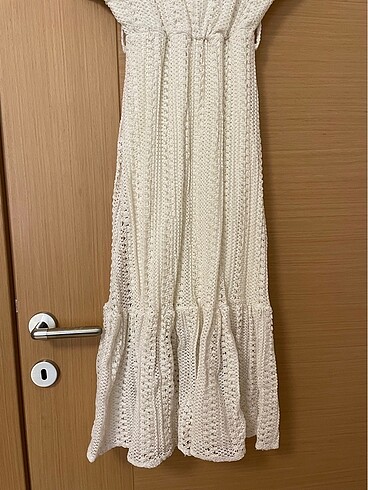 Beyaz kısa kollu uzun elbise - Görsel 6