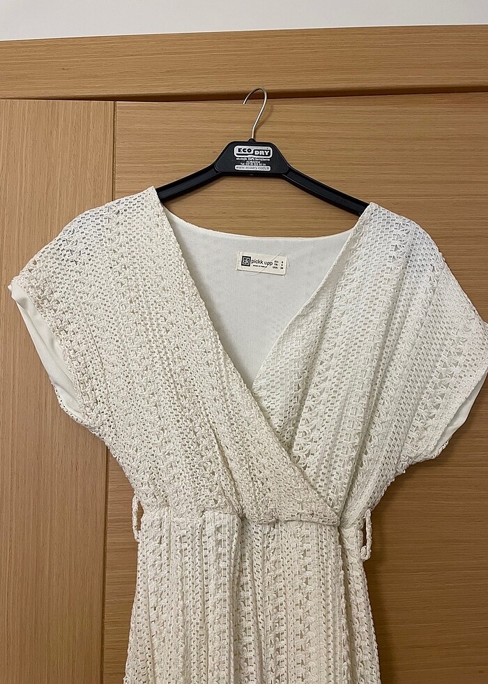 Beyaz kısa kollu uzun elbise - Görsel 2