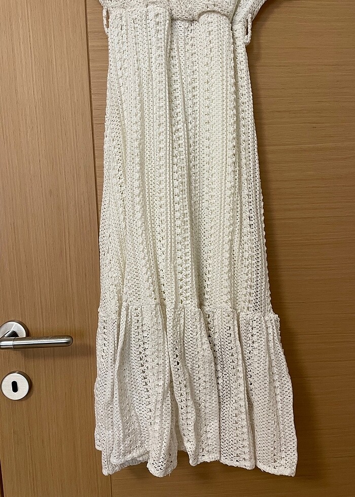 Beyaz kısa kollu uzun elbise - Görsel 3