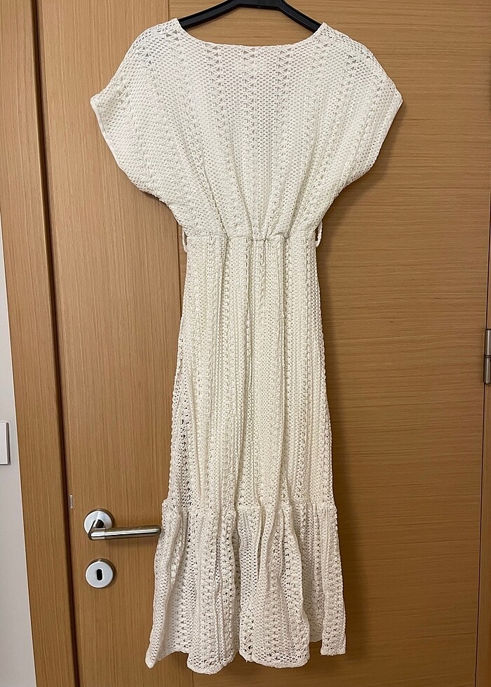 Beyaz kısa kollu uzun elbise - Görsel 4