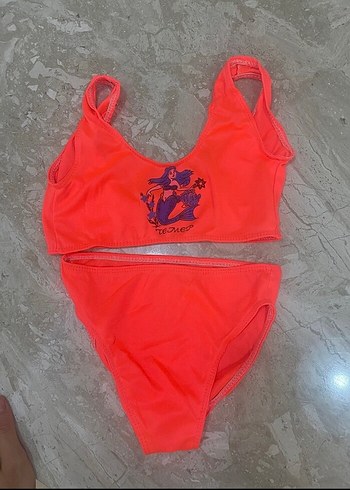 Kız Çocuk Renkli Baskılı İpli Bikini
