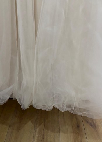 Bej Straplez Vintage A Kesim Gelinlik - Görsel 7