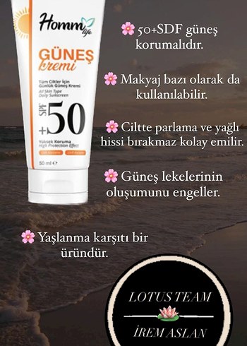 Homm Life Güneş Kremi SPF 50 50 ml - Görsel 3