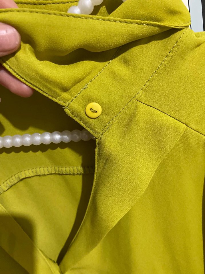 Sarı Drapeli V Yaka Kadın Gömlek - Görsel 3