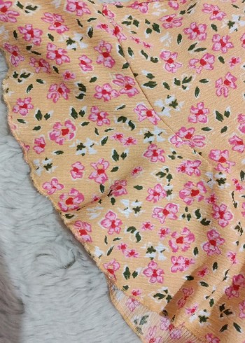 Sarı Çiçekli Fırfırlı Mini Etek - Görsel 5