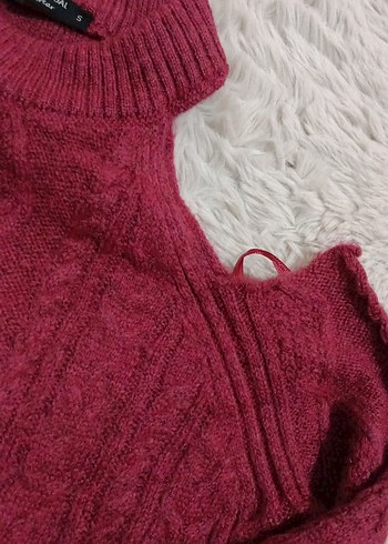 Bordo Bohem Boğazlı Triko Kadın Kazak - Görsel 2