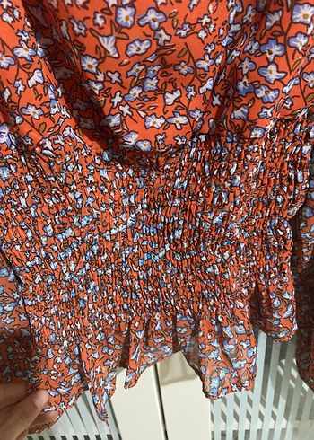 Bohem Kırmızı Renkli Uzun Kollu Bluz - Görsel 2