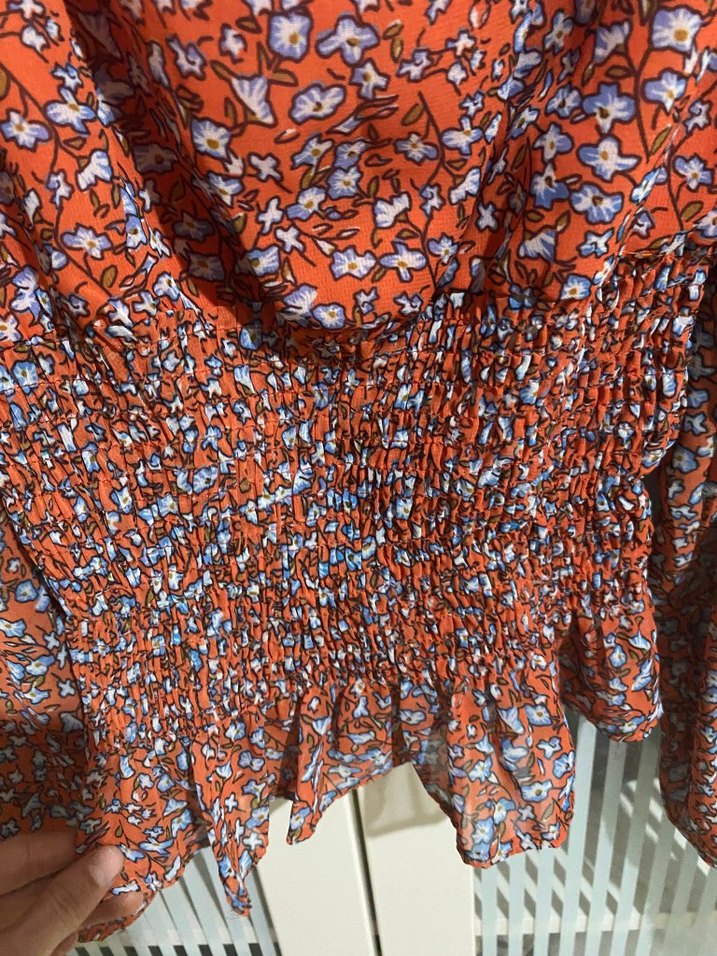 Bohem Kırmızı Renkli Uzun Kollu Bluz - Görsel 2