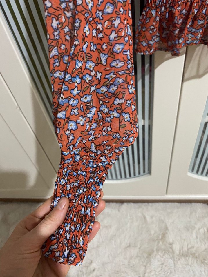 Bohem Kırmızı Renkli Uzun Kollu Bluz - Görsel 4