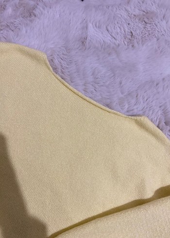 Sarı Triko Kadın Sweatshirt - Görsel 3