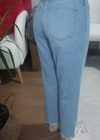 Kadın Mavi Midi Boy Denim Pantolon - Görsel 2