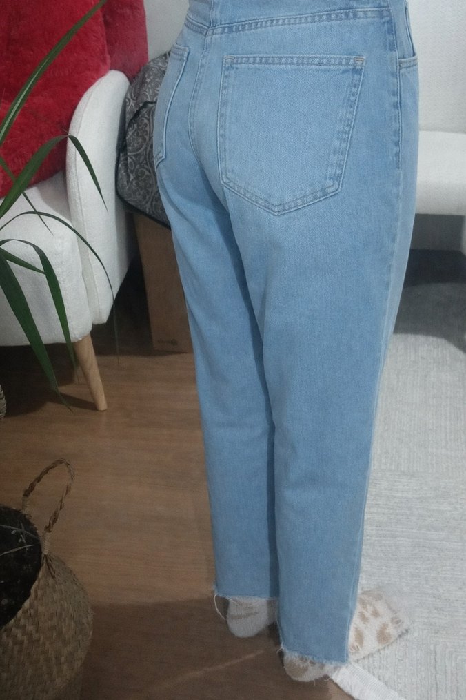 Kadın Mavi Midi Boy Denim Pantolon - Görsel 2