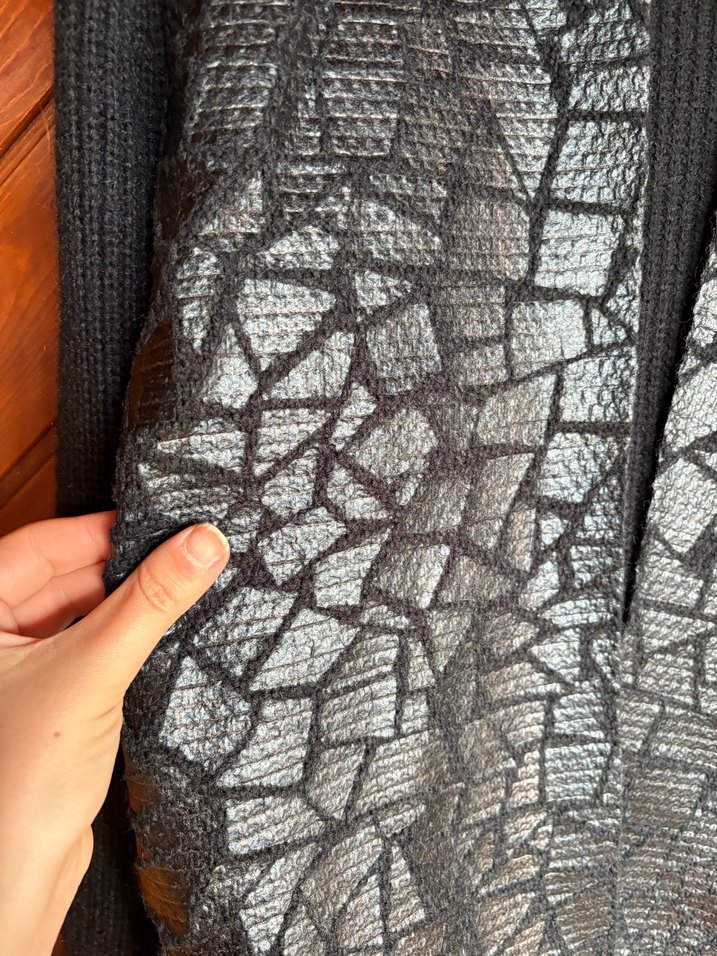 Kadın Siyah Uzun Örgü Hırka bol kalıp - Görsel 2