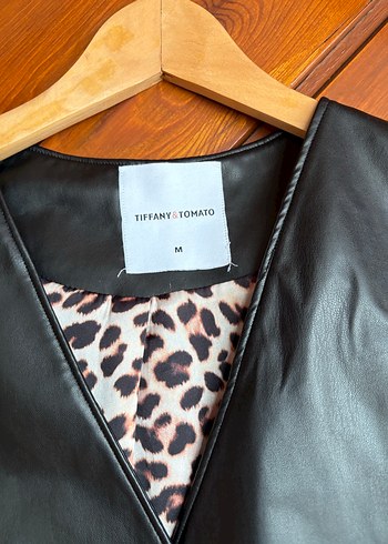 Düğmeli Siyah Deri Midi Yelek - Görsel 2