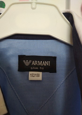 Armani Mavi Pamuklu Uzun Kollu Erkek Çocuk Gömlek