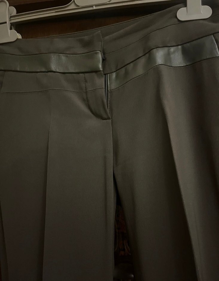 Deri Detaylı Klasik Kadın Kumaş Pantolon - Görsel 3