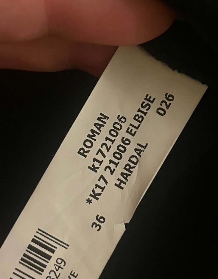 Uzun Kollu Desenli Siyah Elbise - Görsel 5