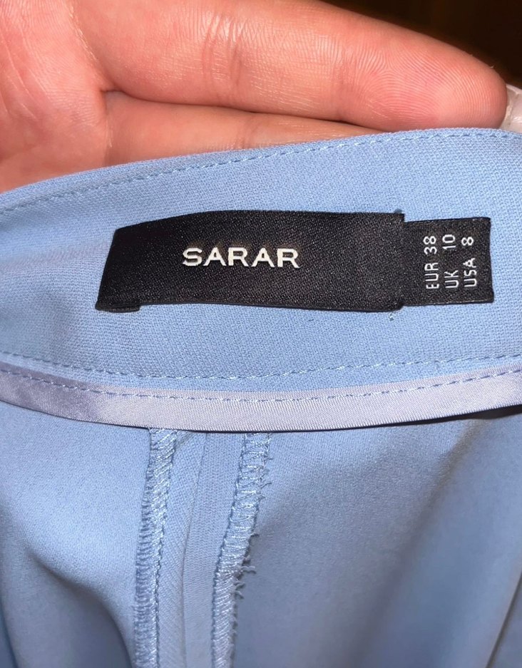 Mavi İnci Düğmeli Kadın Kumaş Pantolon - Görsel 4