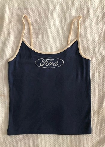 Urban Outfitters Ford Logolu Lacivert İnce Askili Crop Top