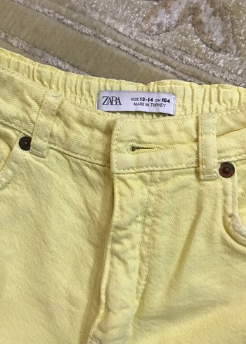 Sarı Pamuklu Mini Kadın Denim Şort - Görsel 3