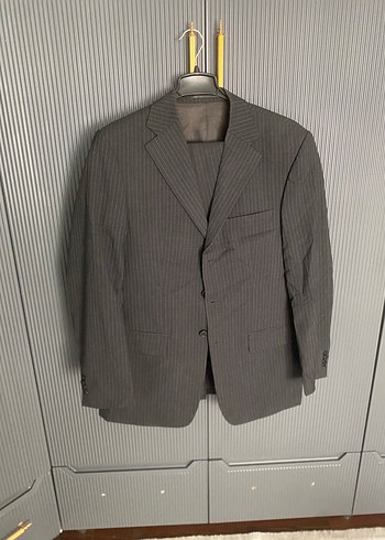Gri Erkek Takım Elbise, Regular Fit, Düğmeli