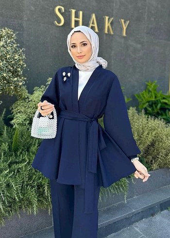 Diger Kadın Lacivert Kuşaklı Kimono