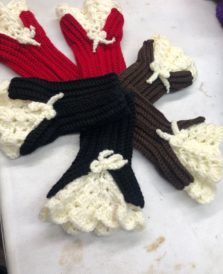 Kırmızı Bohem Örgü Kadın Eldiveni - Görsel 3